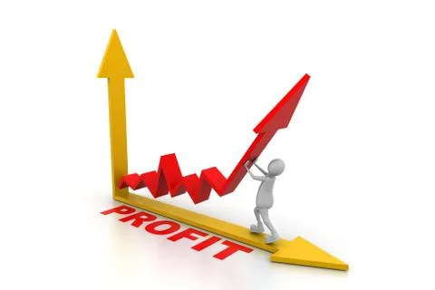 Man pushing up the profit graph Stock Illustration