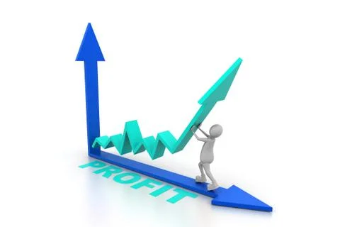 Man pushing up the profit graph Stock Illustration