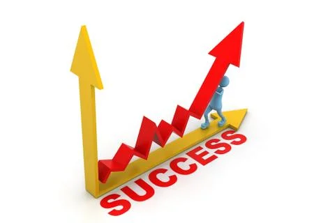 Man pushing up the success graph Stock Illustration