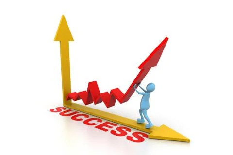 Man pushing up the success graph Stock Illustration