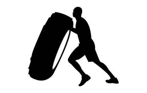 Man pushing a tire 库存插图