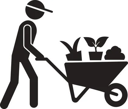 Man Pushing Wheelbarrow Stock Illustration