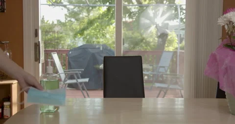 A man put down his mask and ready to open the take out food Stock Footage 131927245