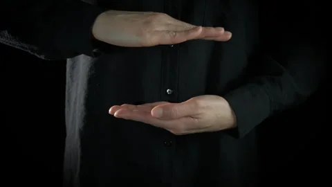 Man put hands parallel Vídeo Stock 332240870