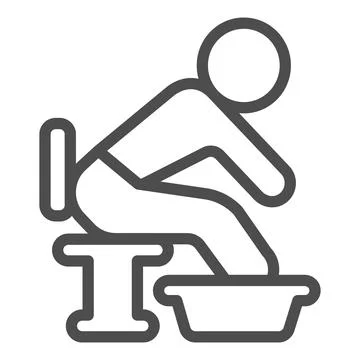 Man put legs in basin line icon, officesyndrome concept, man, basin vector sign イラスト素材