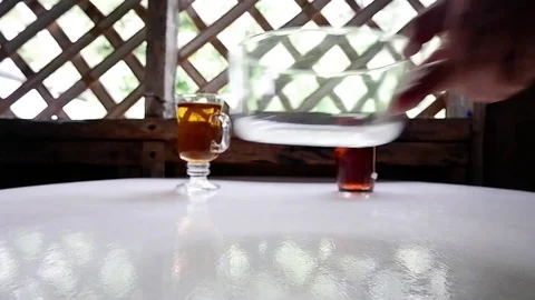 The man put two plates on the table Video stock 122156259