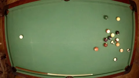 Man puts all balls in triangle and make the first hit Stock Footage 46896990
