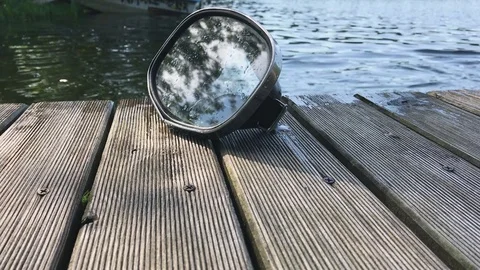 Man puts on diving ask. Stock Footage 78758514