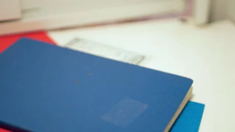 A man puts documents, tickets and money in the storage room. Stock Footage 242834340
