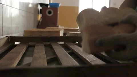 Man puts hot fresh bread Stock Footage 133197238