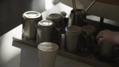 Man puts lid on coffee Stock Footage 118834689