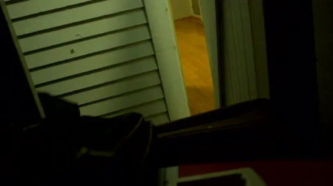 Man Puts Luggage In Closet Video stock 67366992