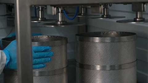 Man puts molds for cheese Vidéo 180101463