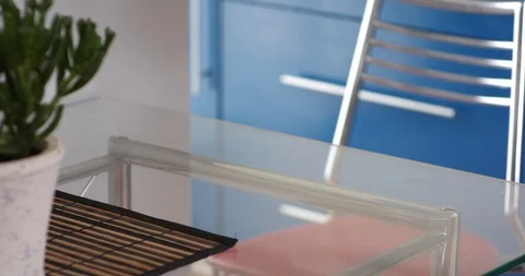 Man puts a plate of soup on the table Stock Footage 104872475