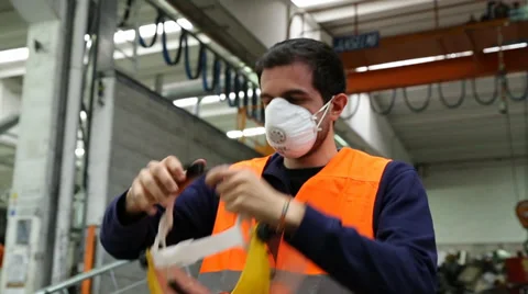 Man Puts on Protective Helmet Video stock 39242147