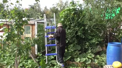 The man puts a stairs Video stock 54930612