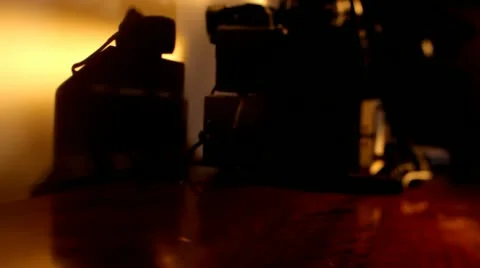 Man Puts Typewriter on Desk HD Video Stock Footage 22149580