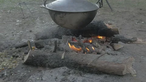 Man puts the wood into the fire Video stock 135839308