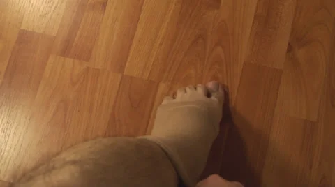 Man Putting Ankle Guard, Ankle Pain, Injury, Accident Point Of View-Shot Stock Footage 36560957