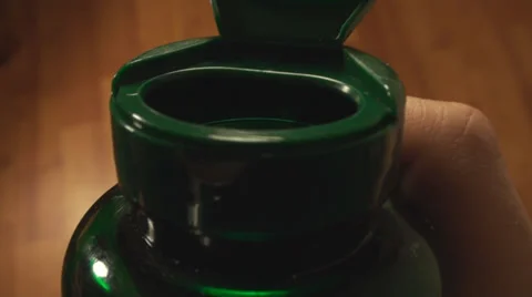 Man Putting Back A Pill In A Bottle, Pharmaceutical, Drugs, Medicine Stock Footage 36562408