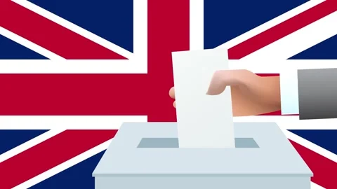 Man putting ballot in a box during elections in Great Britain, Uk,  in fron.. Stock Footage 266394568