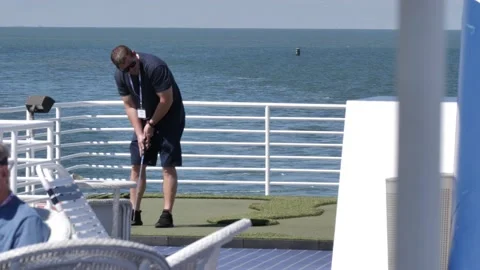 Man Putting on Cruise Ship Deck Stock Footage 199804957