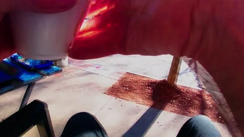 Man putting a cup of soup down in slow motion Stock Footage 147568527