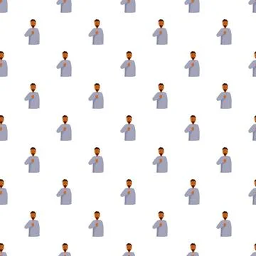 Man putting hand on heart repeating pattern Stock Illustration
