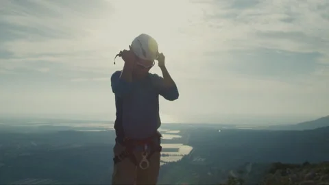 A Man Putting On Helmet Stock Footage 275492785