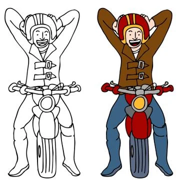 Man putting on helmet Stock Illustration