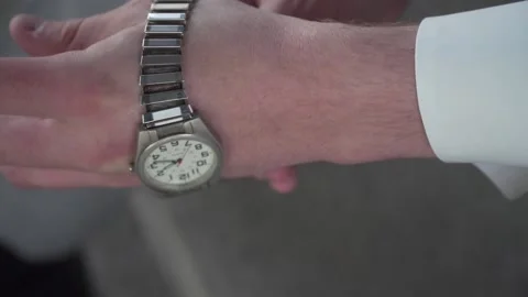 Man putting on watch close up Video stock 154378504