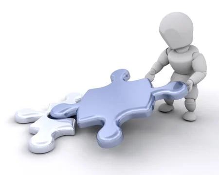 Man with puzzle piece Stock Illustration