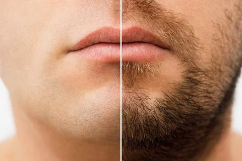 A man with a qr code on his forehead. The man looks at his QR code on his head Stock Photos