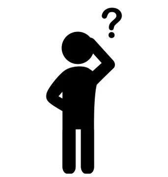 Man with question mark flat icon pictogram isolated on white Stock Illustration