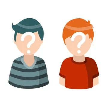Man with question mark. Unknown person. Social network avatar. Stock Illustration