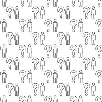 Man with Question Mark vector concept outline seamless pattern Illustrazione stock