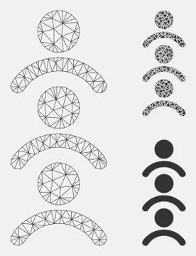 Man Queue Vector Mesh Network Model and Triangle Mosaic Icon Stock Illustration