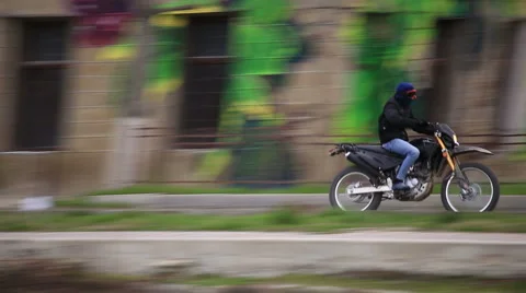 Man quickly goes on the bike Stock Footage 67363044