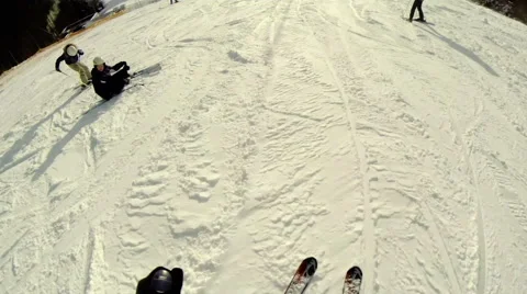 The man quickly goes down on skis Stock-Footage 61793275