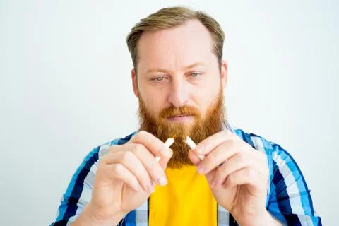 Man quitting smoking Stock Photos