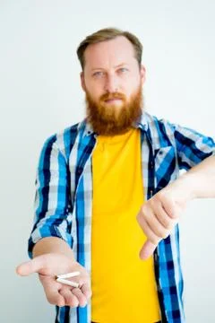 Man quitting smoking Stock Photos