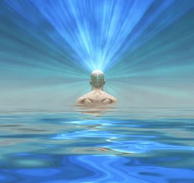 Man radiates light from mind Stock Illustration