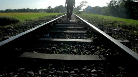 Man In The Railroad Video stock 35715210