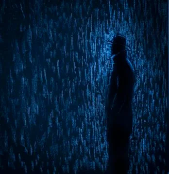 Man in the rain Stock Illustration