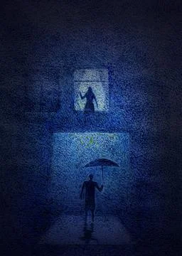 Man in the rain Stock Illustration