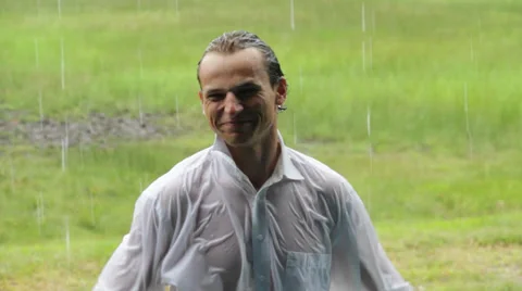 Man in Rain, Indonesia Stock Footage 32284413
