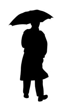 Man in raincoat with umbrella Illustrazione stock