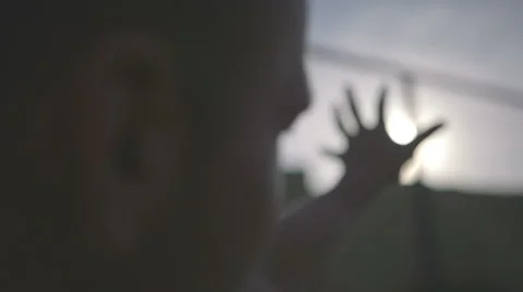 Man raise his hand to sun, outdoor. 動画素材 42893577