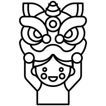 Man raise lion dance head icon, Lion dance related vector Illustrazione stock