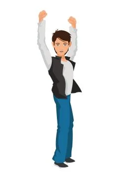 Man with raised arms icon Stock Illustration